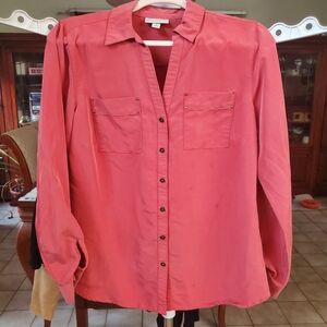 Chic Coral Button-Down Blouse